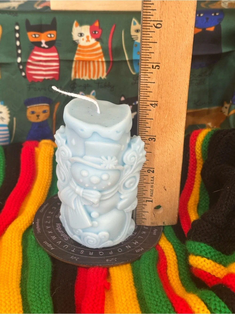 Pale Blue Snowman Candle